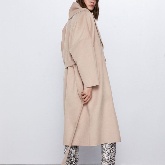 Zara Shawl Collar Belted Wrap Coat - Picture 8 of 12